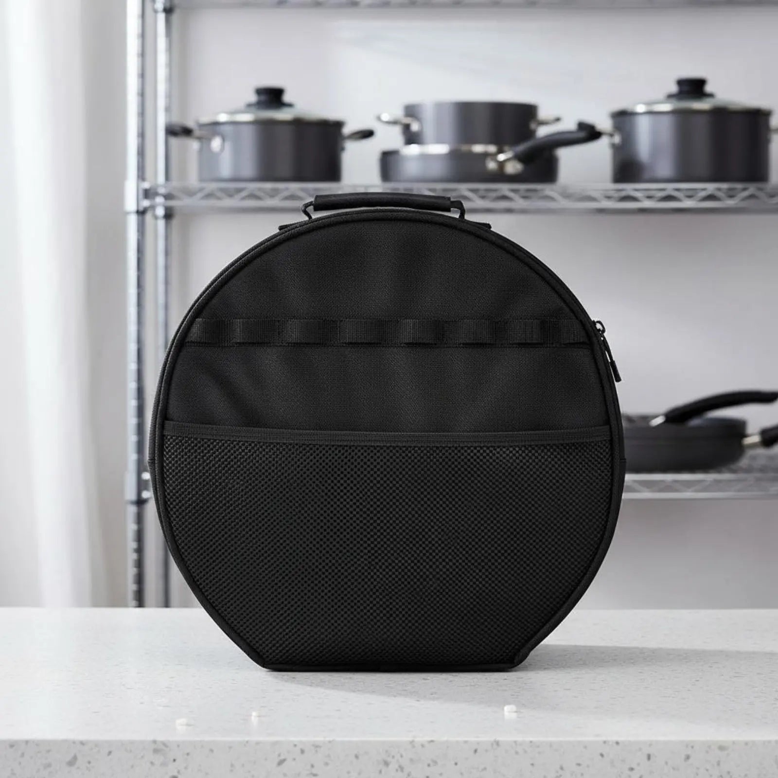 Bbq Pan Organizer Bag Thickened Round Pan Bag Grill Plate Carry Case Portable Baking Tray Carry Case Scratch-Resistant