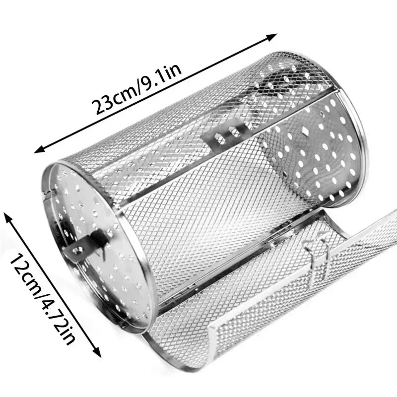 Stainless Steel Rotary Baking Cage Rotisserie Basket Oven Round Rack Basket Non-Stick Washable Grill Roaster Kitchen Accessories