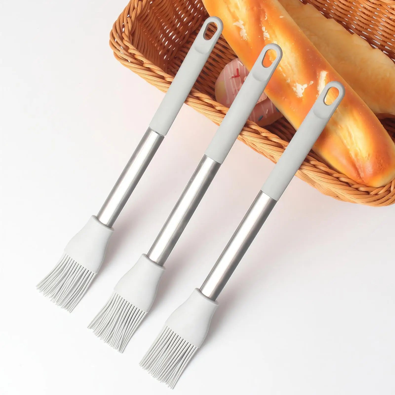Soft Bristle Silicone Basting Brush Heat Resistant Anti-Scald Food Brush for Butter Grease Marinade Home Kitchen BBQ
