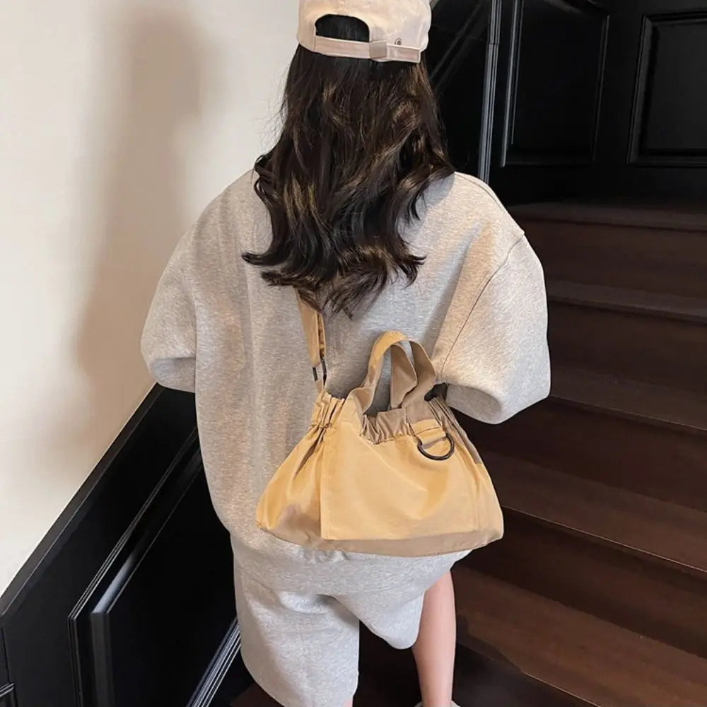 Casual Canvas Crossbody Bag Solid Color Large Capacity Shoulder Bag Portable Messenger Bags Women