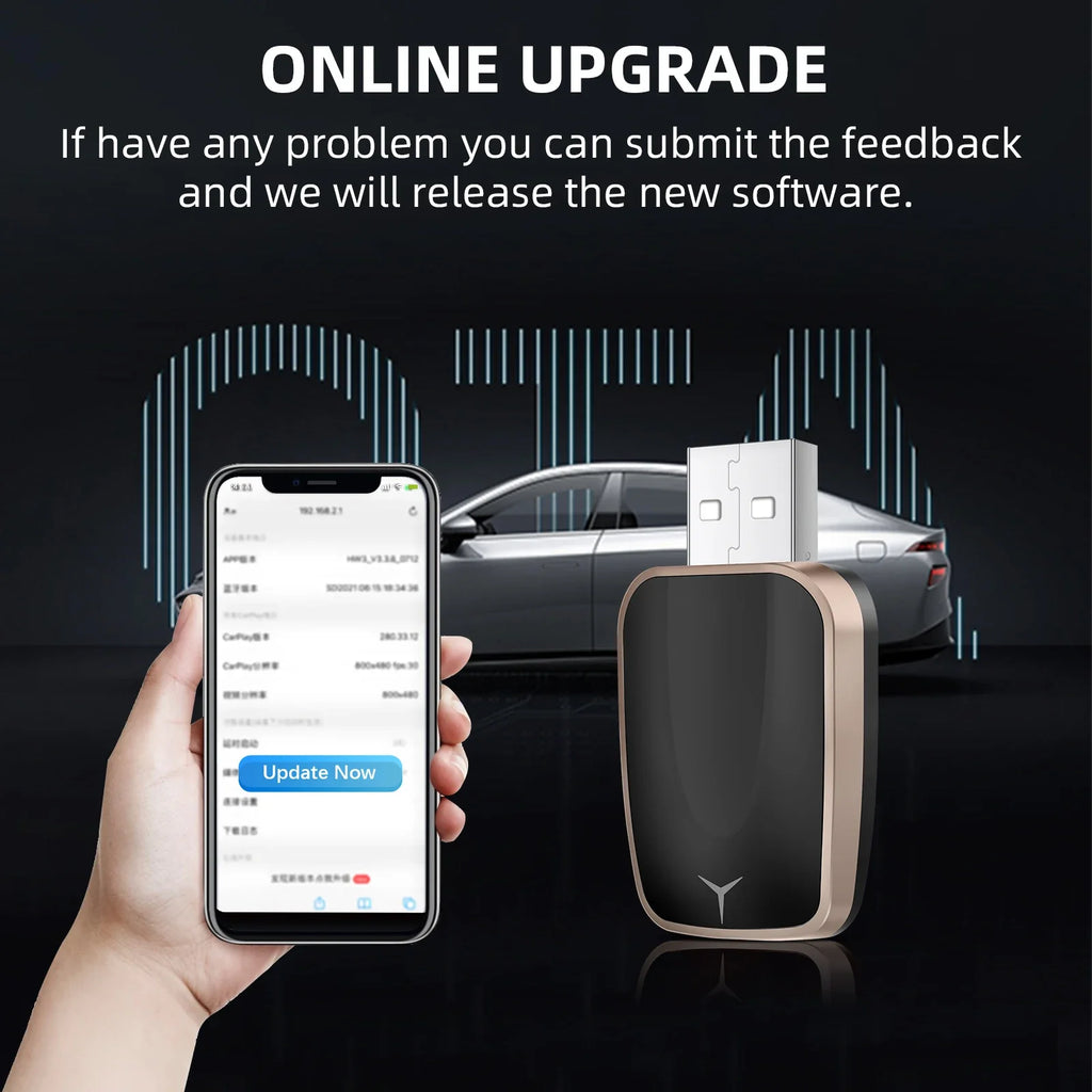 2026 2-in-1 Wireless CarPlay Android Auto Adapter for Factory Wired Cars with 5G WiFi Bluetooth 5.0 Plug and Play OTA Upgrade