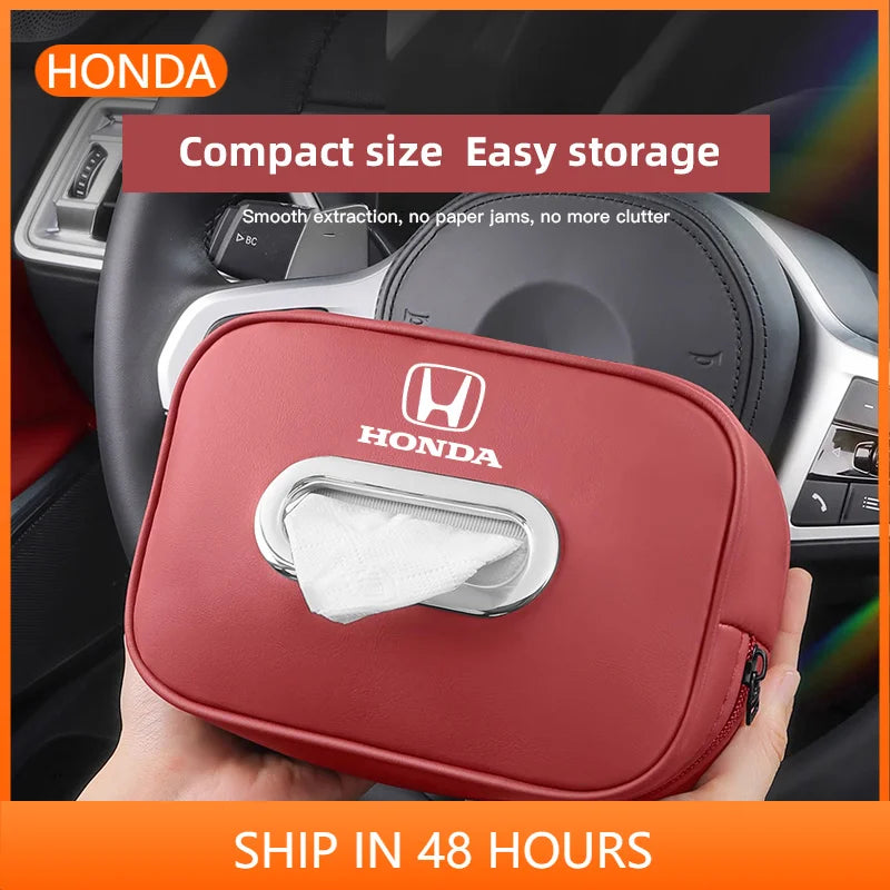 Car Tissue Box Quality Leather Auto Paper Towel Storage Bag For Honda Civic Fit Jazz Accord Pilot CRV Odyssey Passport City HRV