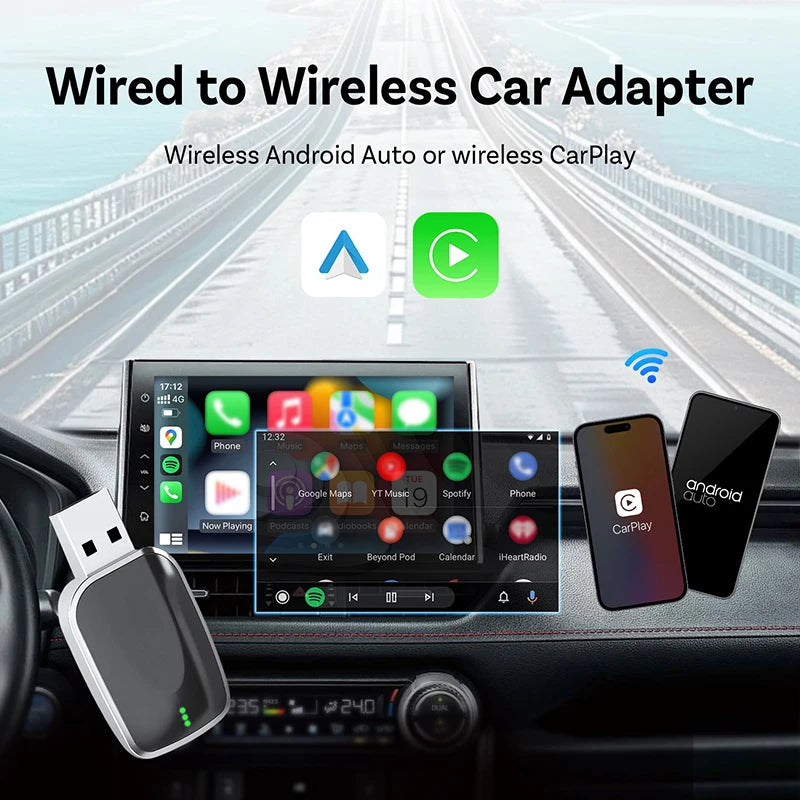 2in1 Wireless CarPlay Android Auto Adapter AI Mini Box Plug&Play Automatic Connection Compatible With 99% Of Cars For Car Radio▪
