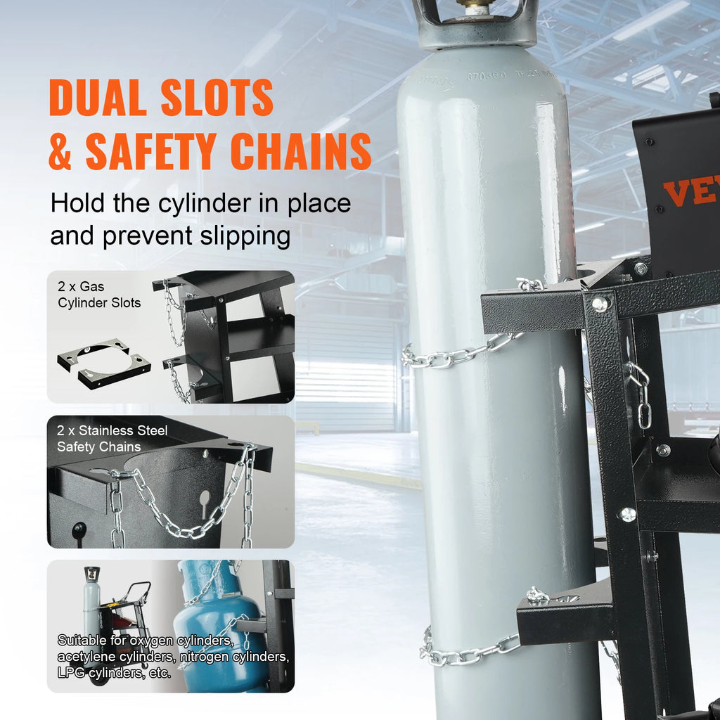 SucceBuy Welding Cart 3-Tier Welder Cart with Swivel Wheels Safety Chains Rolling Tank Storage for Plasma Cutter Welding Machine