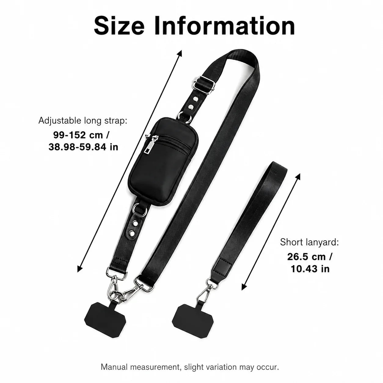 Adjustable Crossbody Phone Lanyard Bag Unisex Portable Zipper Wallet Pouch for Cards Keys ID Daily Travel Streetwear Outdoor