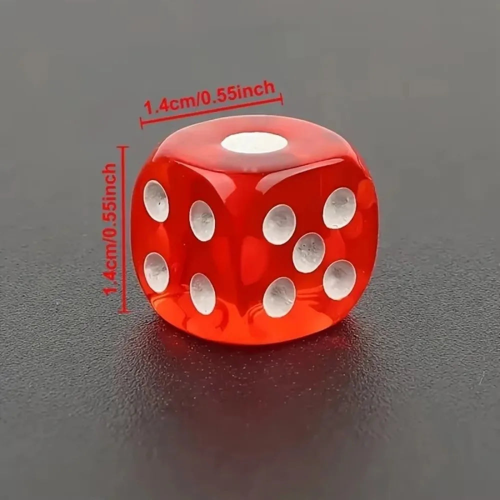 14mm/16mm Boxed 9 Pieces Dice Acrylic Throwing Dice 6 Sided Drinking Dice Transparent Boxed Dice Game Accessory Point Dice Set