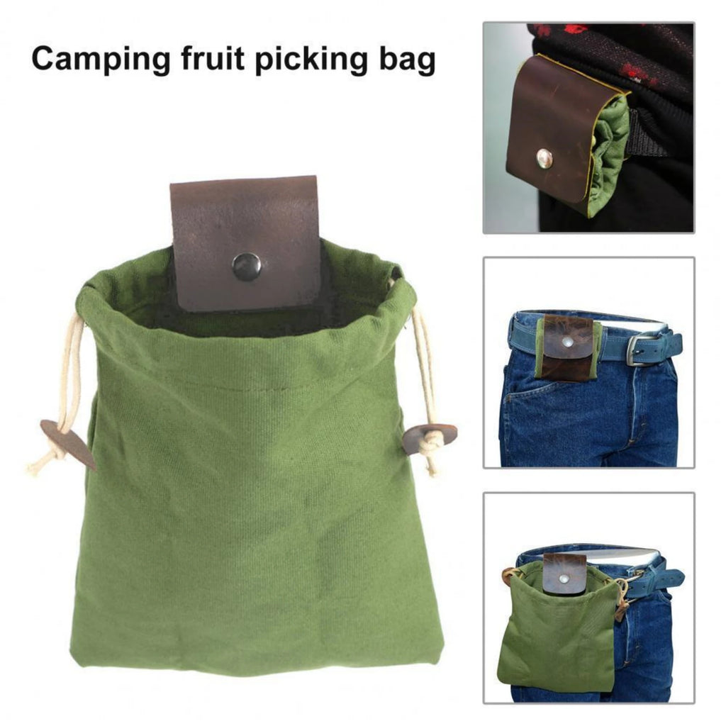 Outdoor Foraging Case Bag Leather Bushcraft Bag Vegetable Harvest Garden Fruit Picking Waist Tools Storage Hanging Pouch Camping