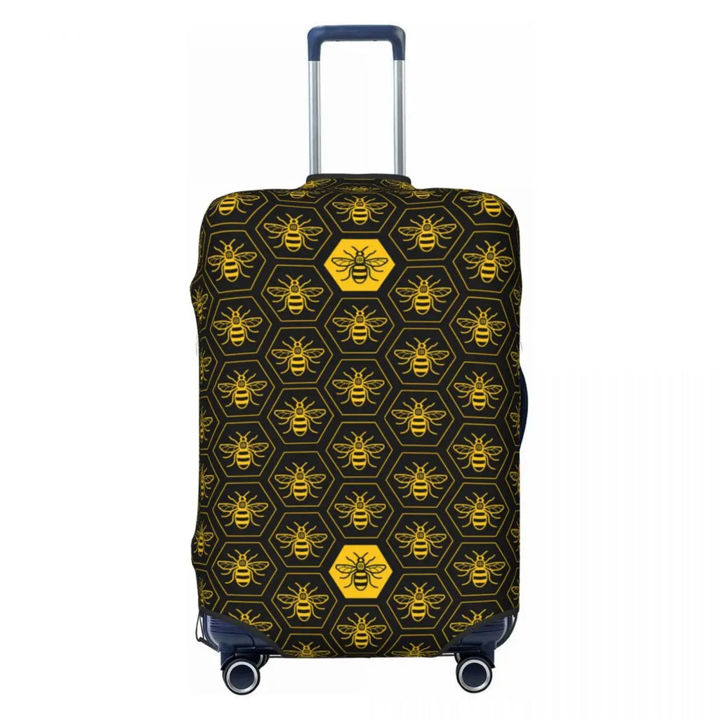 Honeycomb With Bees Suitcase Cover Elastic Cute Honey Bumblebee Luggage Protective Covers for 18-32 inch