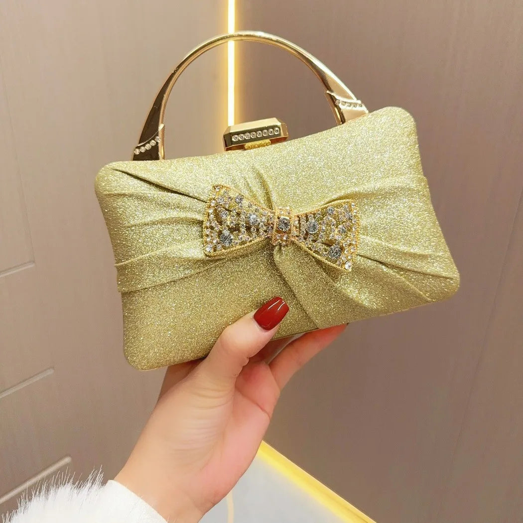 Team-based banquet clutches for women, small clutches, pleated rhinestone clutches, handbags, evening bag