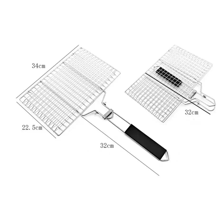 304 Stainless Steel BBQ Mesh Non Stick Grilling Basket Grill Mesh Mat Meat Vegetable Steak Picnic Party Barbecue Tool