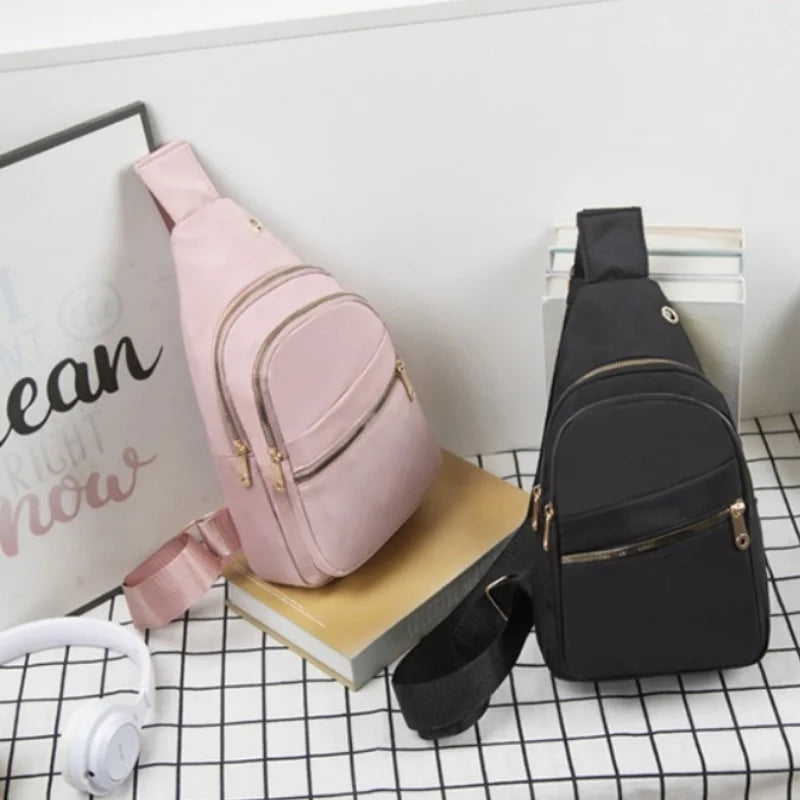 Women's Crossbody Bag New Korean Simple Women's Chest Bag Large Capacity Women's Outdoor Casual Embroidery Quilt Single Shoulder