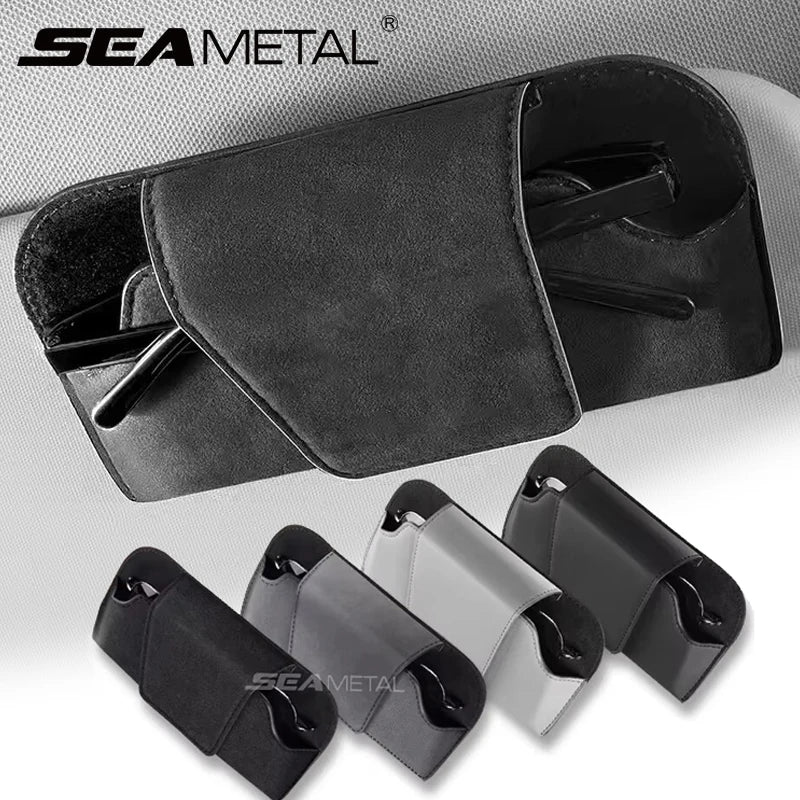 SEAMETAL Magnetic Suede Car Glasses Case Magnetic Sunglasses Holder Anti-Scratch Sun Visor Eyeglasses Protection Storage Case