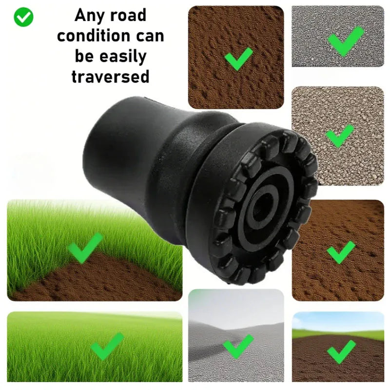 Rubber Pad Cap Non-Slip Walking Stick Crutch Cane Bottom Pads Cover Protector Climbing Hiking Trekking Pole Tip Black 16/19/22mm