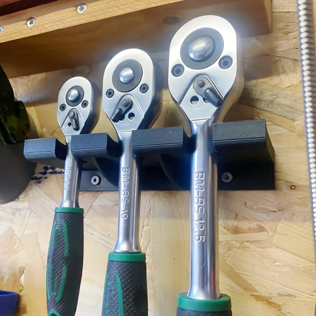 Ratchet Wrench Storage Rack, Ratchet Wrench Tool Organizer / Wall-Mounted Rack / Convenient to Access (Without Screws)