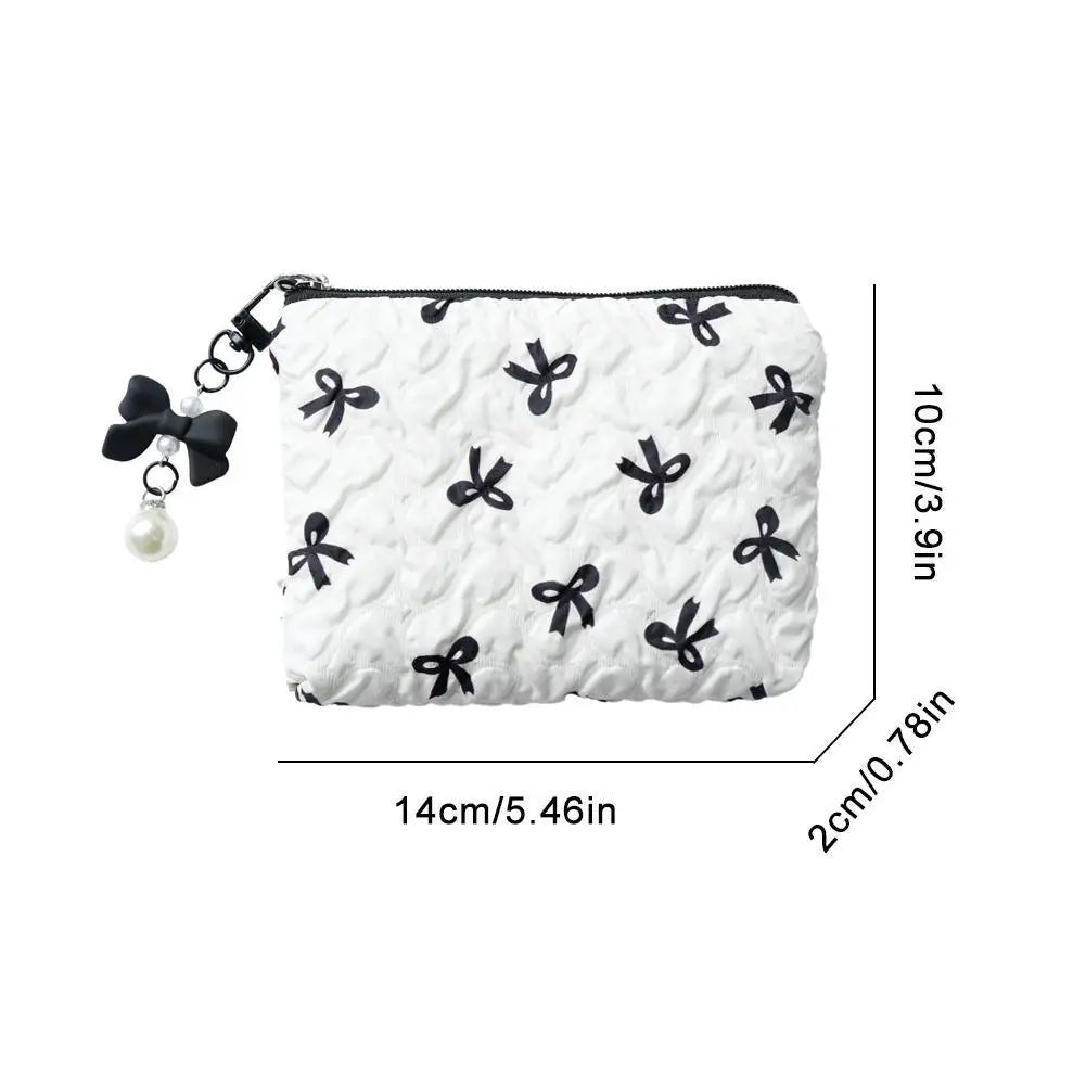 1pc Color Bow Canvas Large Capacity Lipstick Air Cushion Storage Bags Women's Makeup Bag Commuter Handbag Travel Toiletry Bags