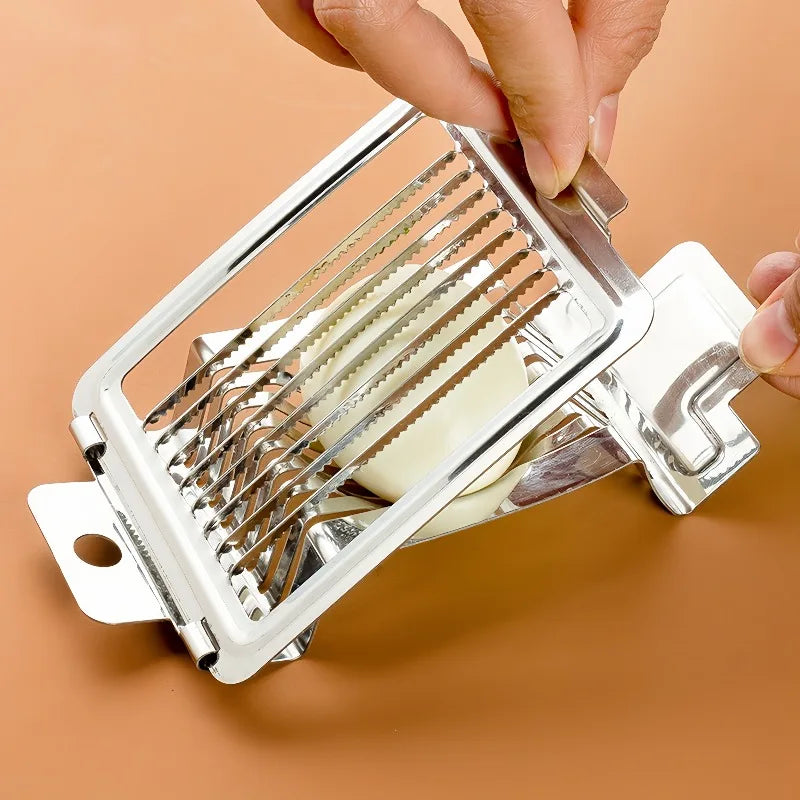1pc Egg Cutter Multifunctional Manual Stainless Steel Fancy Egg Cutter Household Egg Luncheon Meat Fruit Vegetable Slicer