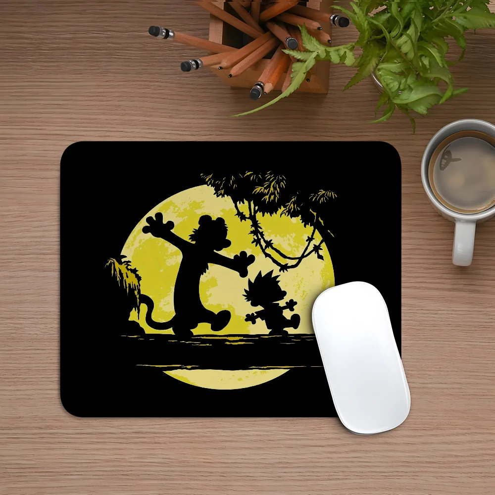 Cartoon C-Calvin And H-Hobbes Mouse Pad Esports Mousepad Laptop Computer Locking Edge Office Desk Mat Rubber Small Anti Slip Pad