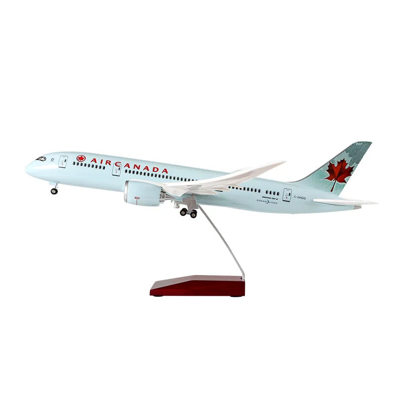Toy Airplane Model B787 Canada Airline Aircraft 1/130 Scale 43cm Diecast Resin Model Kit With Lights Landing Gear Static Display