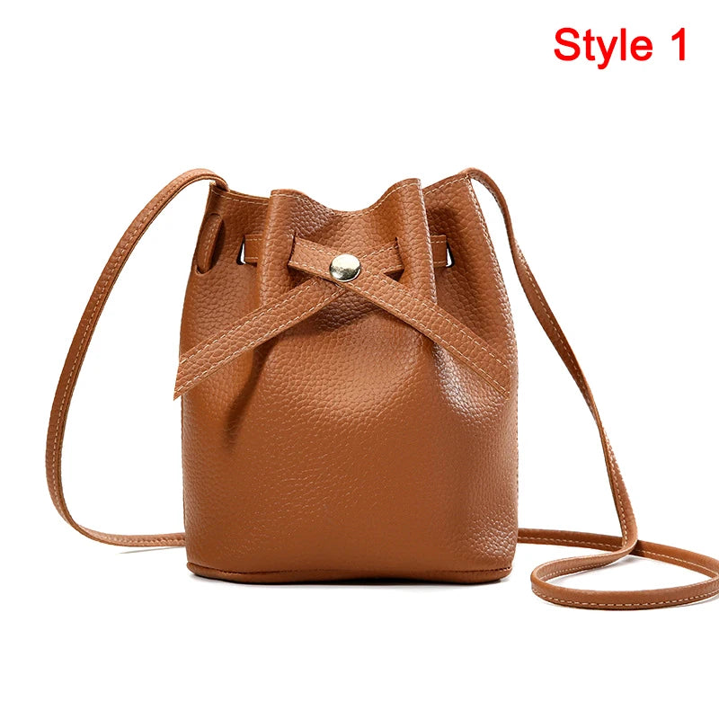 Hand Bag Ladies Women's Crossbody Bags Large Capacity PU Leather Bucket Bag Portable Cross Body Bucket Bag Single Shoulder Bag