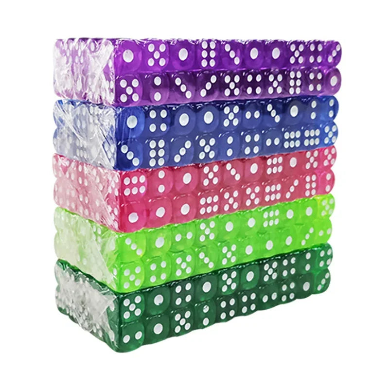 20PCS/Lot Dice 12mm Small Size10 Colors  Acrylic 6 Sided Transparent Dice  Club/Party/Family Games