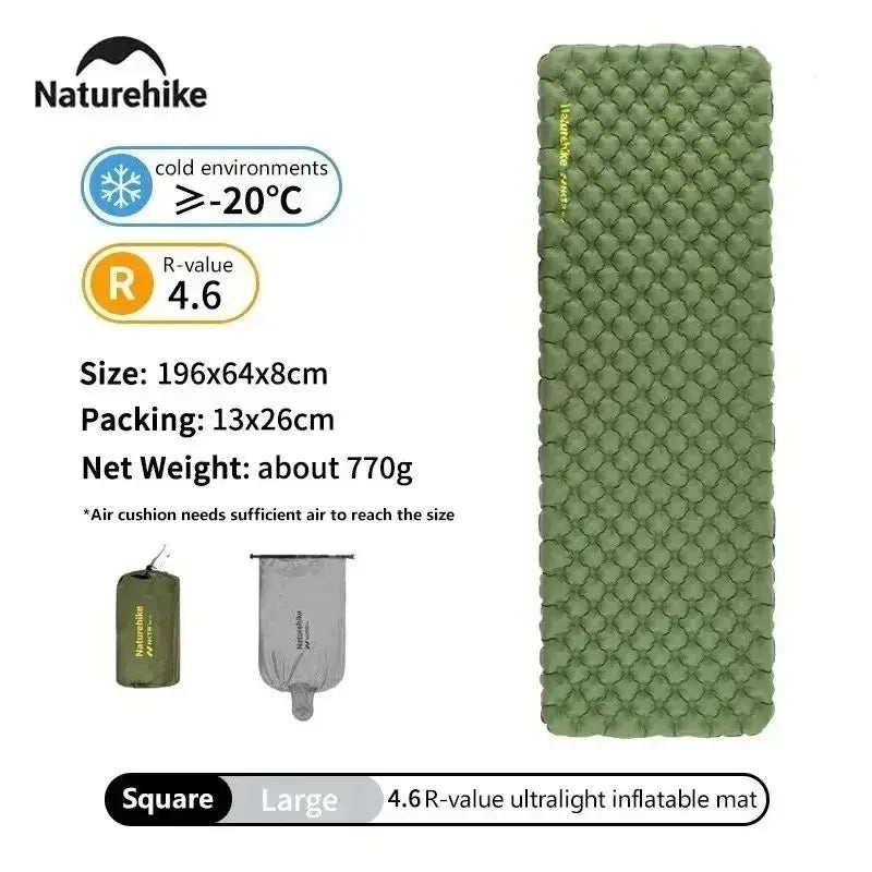 Naturehike Camping Mat 3.5/4.6/5.8/8.8 High R Value Ultralight Warm Inflatable Mattress Outdoor Portable Folding Inflatable Mats