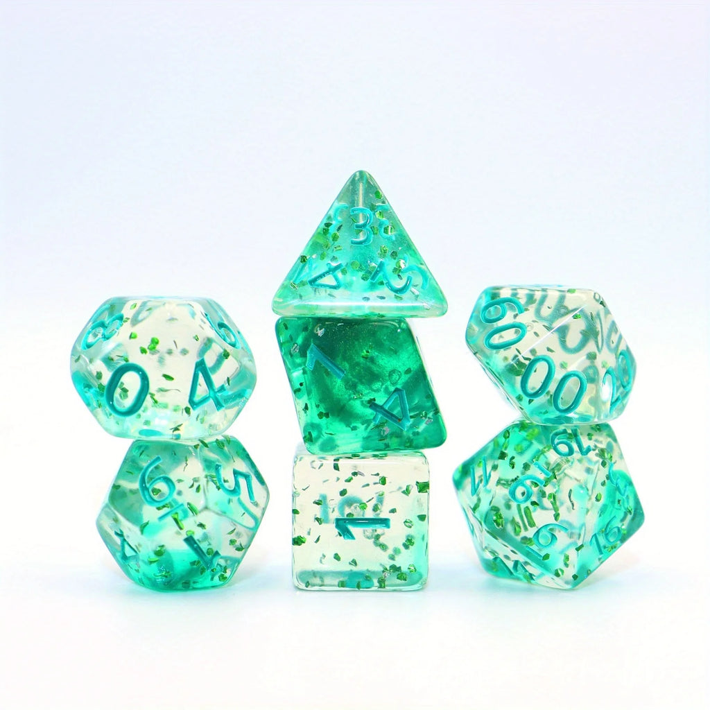 7pcs Set Crystal Style DND Dice Set, Polyhedral Table Game Dice Role-Playing RPG Dice With Box