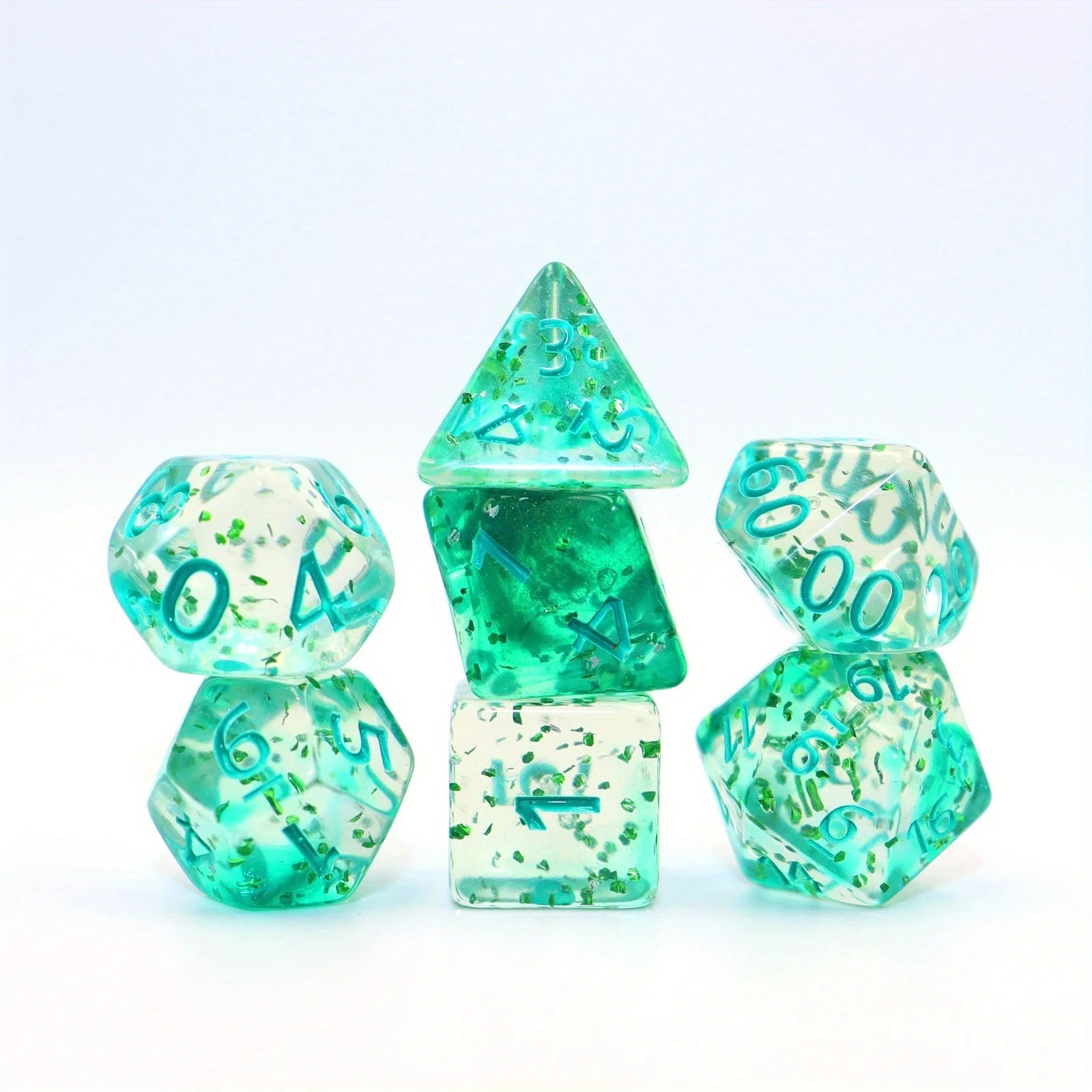 7pcs Set Crystal Style DND Dice Set, Polyhedral Table Game Dice Role-Playing RPG Dice With Box