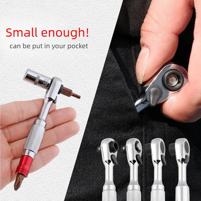Mini 1/4 inch Double Ended Quick Socket Ratchet Wrench Socket Screwdriver Bit Driver Quick Release Ratchet Wrench Hand Tools