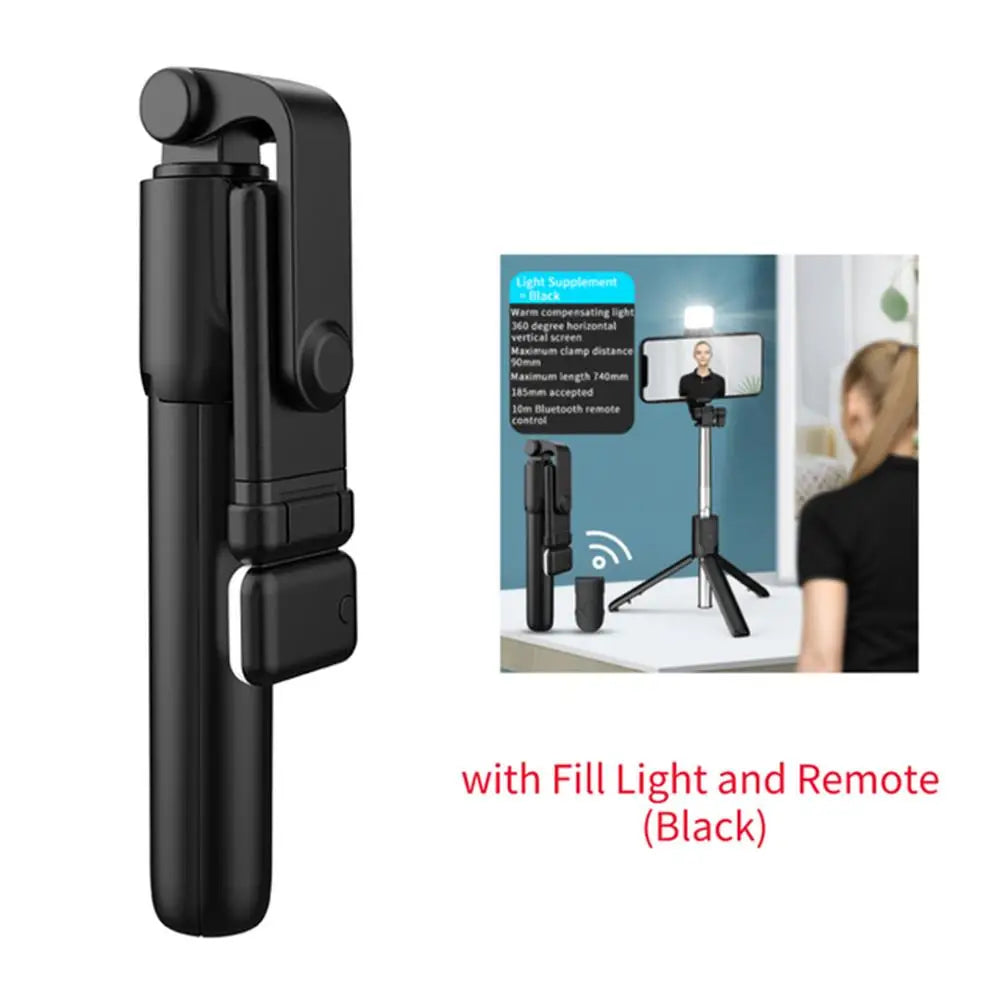 Foldable Phone Selfie Stick Cell Phone Tripod With Extension Rod Bluetooth Remote Control For Android IOS Smartphone Shoot Vlog