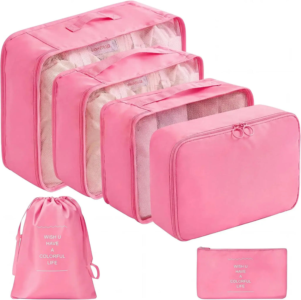 6pcs/Set Packing Cubes for Travel, Luggage Organizers with Shoe & Toiletry Bags, Lightweight Suitcase Organizer for Carry-On, Washable Laundry Bags