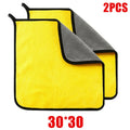 1/2/6pcs Microfiber Cleaning Towel Thicken Soft Drying Cloth Car Body Washing Towels Double Layer Car Cleaning Drying Cloth