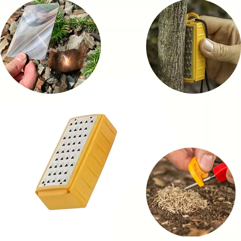 Outdoor Magnifying Glass Card Fire Starter Survival  Camping Tool Tinder Maker Fire Starter Stainless Steel Grater Lightweight