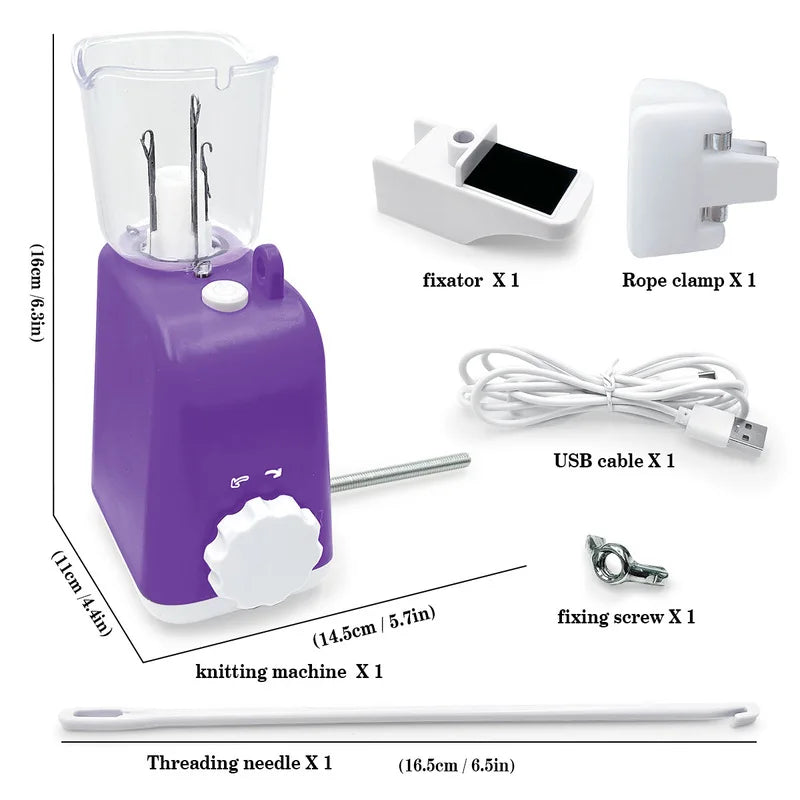 USB Auto Knitting Machine DIY Electric Crochet Machine Wool Yarn Knit Helper Craft Project Cord for Braiding Knitting Accessorie