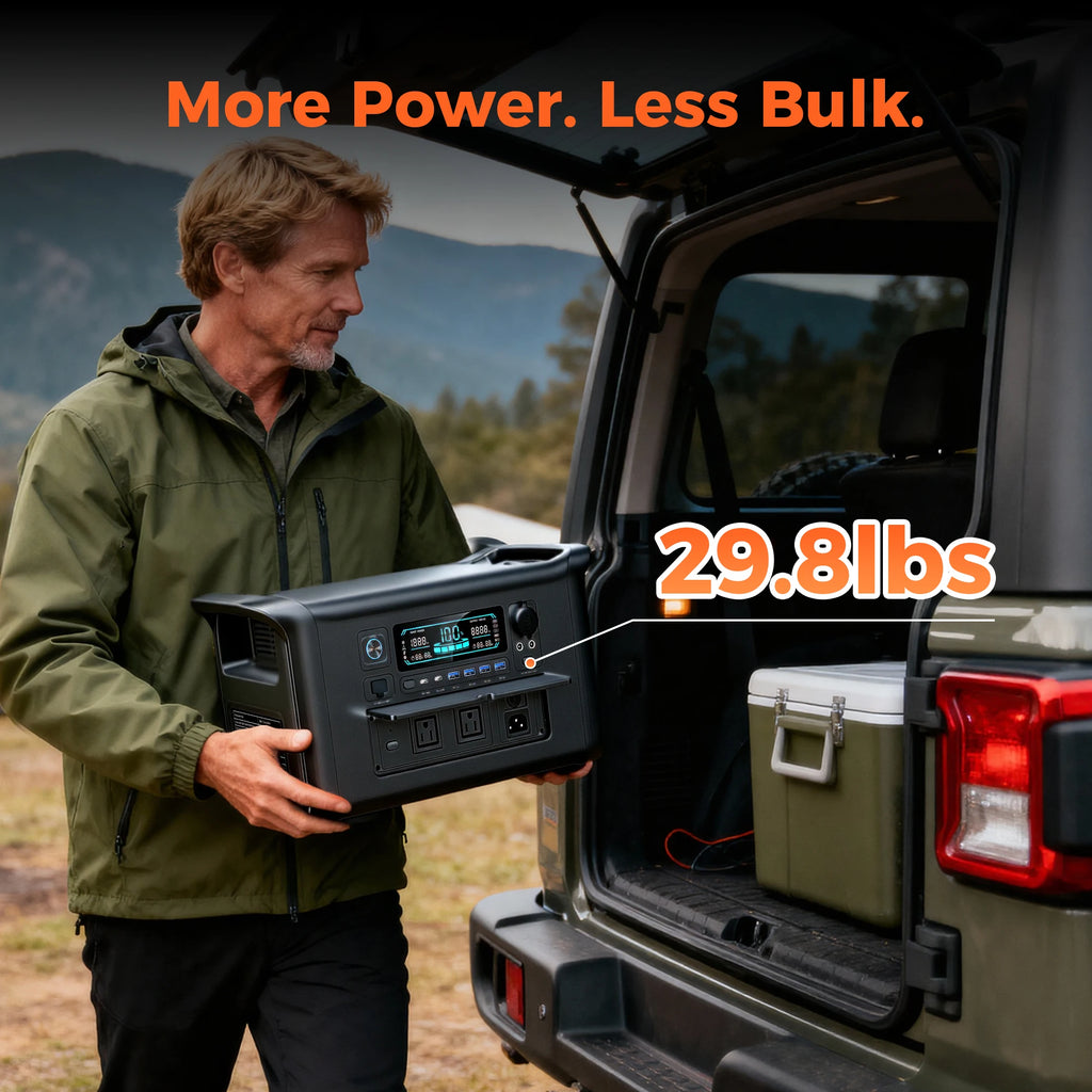 CTOLITY 1600W Portable Power Station Lifepo4 Battery 2400W Solar Generator AC Outlets Fast Charging for Outdoor Camping RV Home