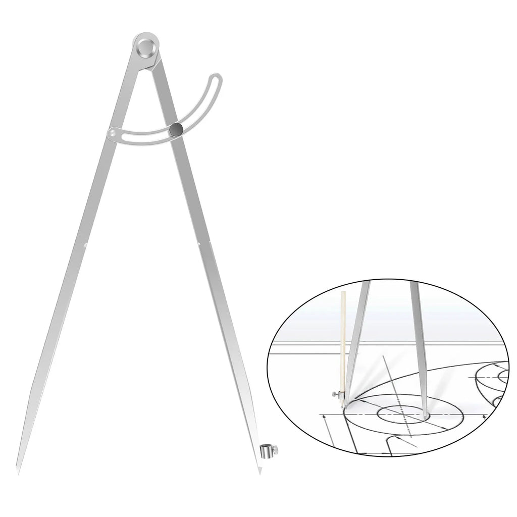 12/16 Inch Woodworking Compass Geometry Tool Metal Drafting Compass with Pencil Holder and Lockable Wing for Drawing Circles