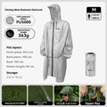 Lightweight Long Outdoor Raincoat PU5000 Waterproof 210T Polyester Poncho Adjustable Hood Fits Backpack Hiking Camping Fishing
