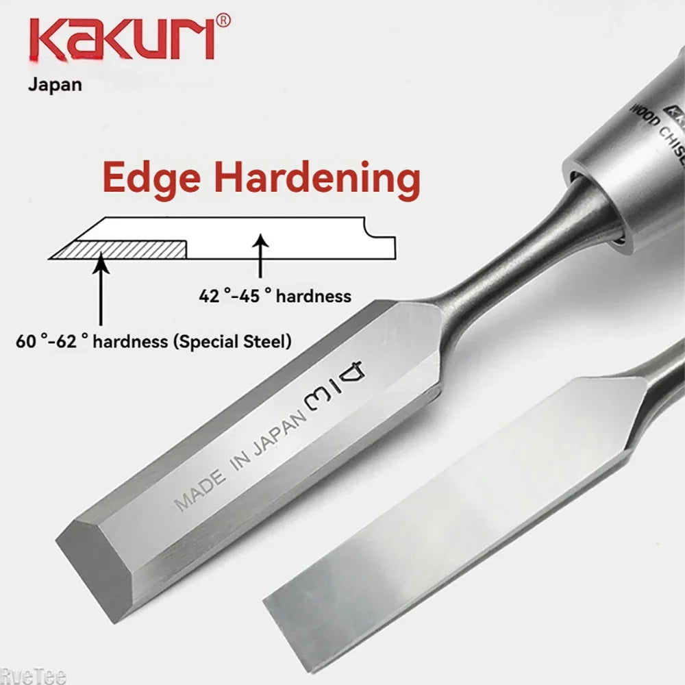 NEW Japan KAKURI High Quality High Carbon Vanadium Steel 60HRC Chisel for Carpenter Wood Working Carving Tools Set