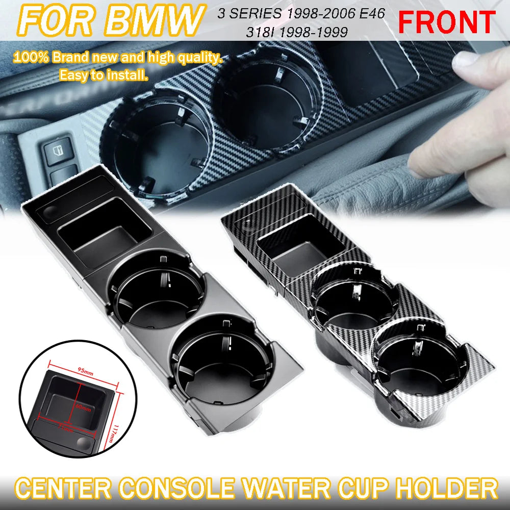 New Double Hole Car Styling Front Center Console Storage Box Coin + Cup Holder For Bmw 3 Series E46 323i 318I 98-06 51168217953