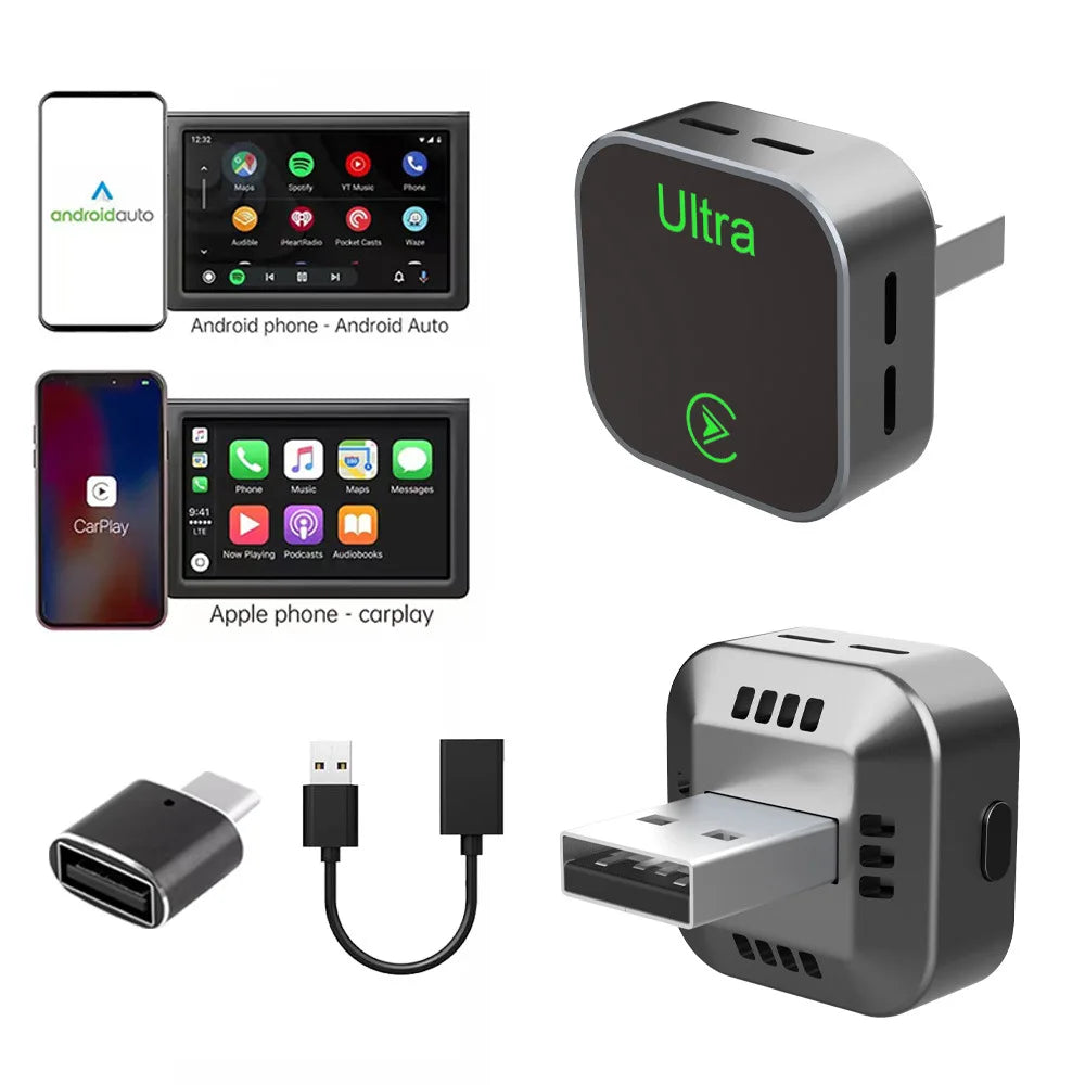 Latest 2 in 1 Wireless for Carplay Smart Box USB Dongle Adapter for Android Auto Wired Connection for Carplay To Wireless Plug