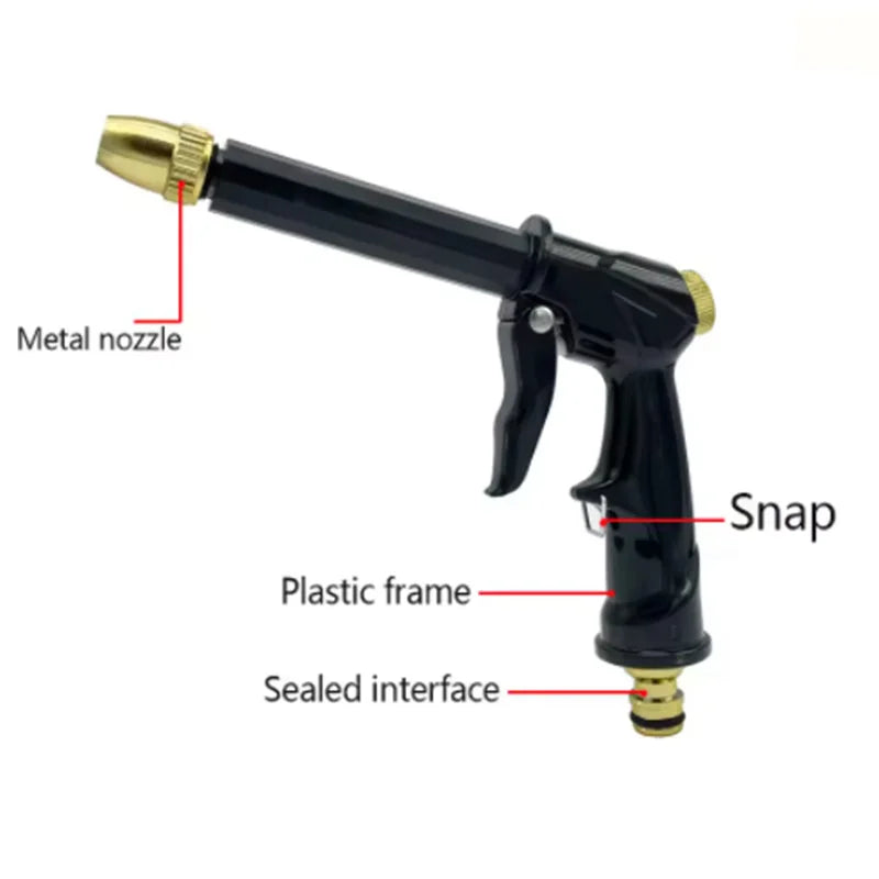 High Pressure Car Wash Water Gun 360° Adjustable Metal Nozzle Garden Water Spray Cleaning Gun