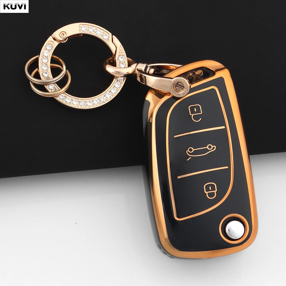 Fashion TPU Car Flip Key Case Cover Shell For Citroen C1 C2 C3 C4 C5 XSARA PICA For Peugeot 306 407 807 For DS DS3 DS4 DS5 DS6