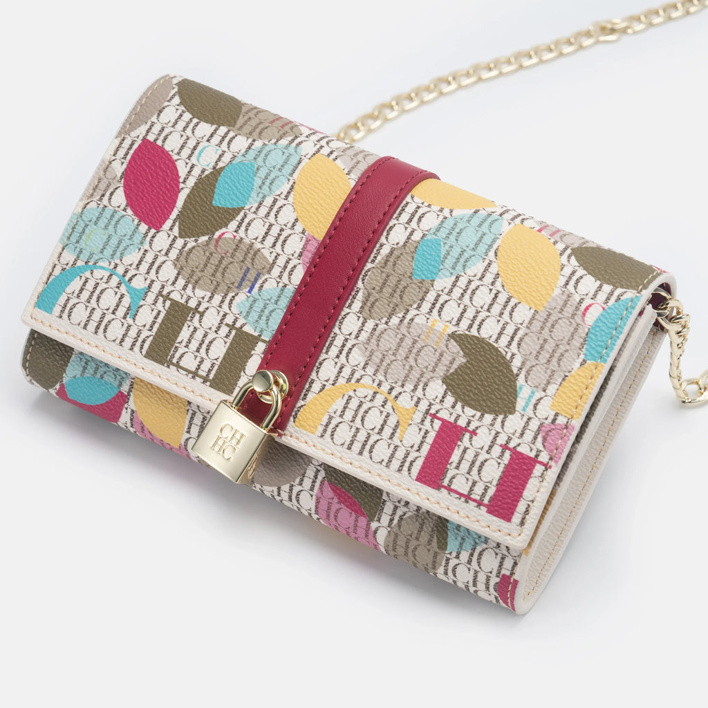 CH Chain Bag with Floral Letter Print Lock Design High Quality PU Material Women's 2026 Designer Shoulder Bag