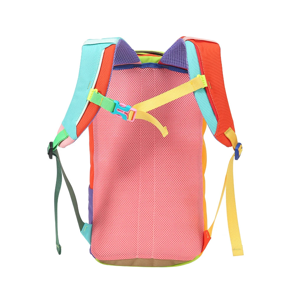 20L Large Capacity Multicolor Backpack Lightweight Fashion Color Block Travel Bag Ideal for Hiking Camping Daily Use