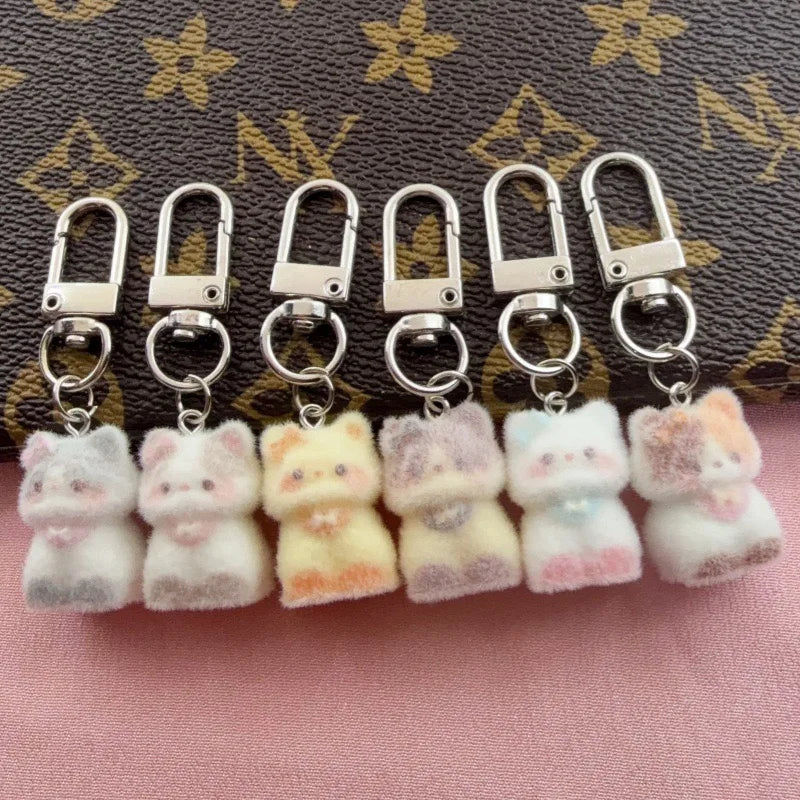 6pcs resin plush cute three-dimensional cat earrings, cat accessories wholesale, versatile jewelry materials