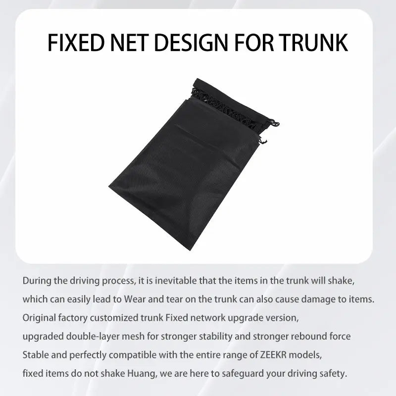 For ZEEKR 001 X 007 7X Rear luggage compartment fixed net pocket Mesh bag Car trunk storage mesh cover Car interior accessories