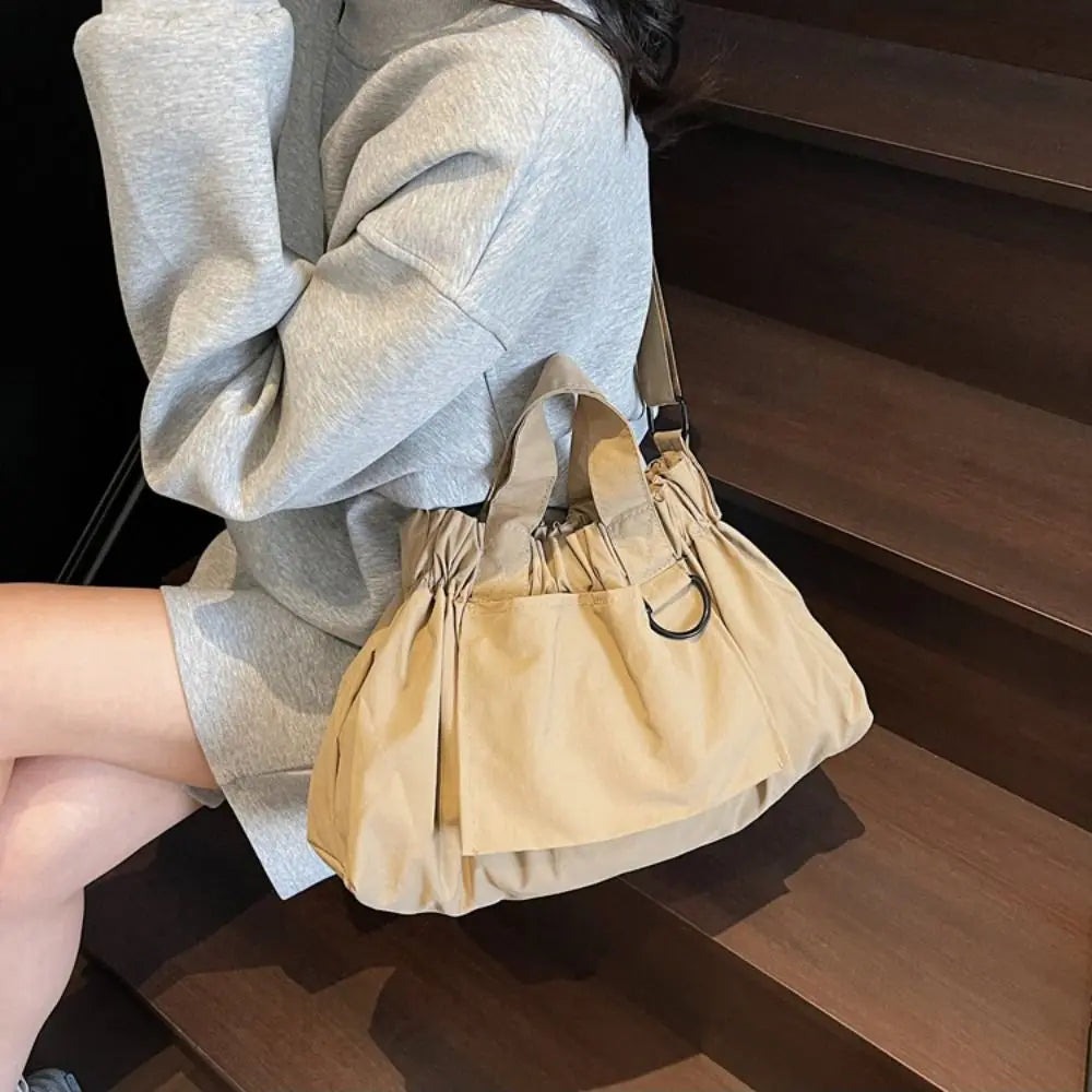 Casual Canvas Crossbody Bag Solid Color Large Capacity Shoulder Bag Portable Messenger Bags Women