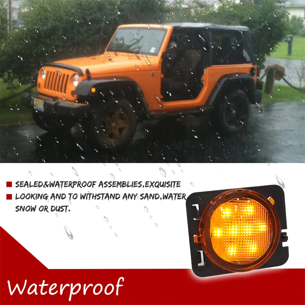 Car Front Bumper Side Marker LED Lights Assembly For Jeep Wrangler JK & JK Unlimited 2007-2018 Turn Signal Light Parking Light