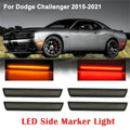 2pcs Front and 2pcs Rear LED Side Marker Lights Smoked Shell Turn Signal Lights for Dodge Challenger 2015-2021