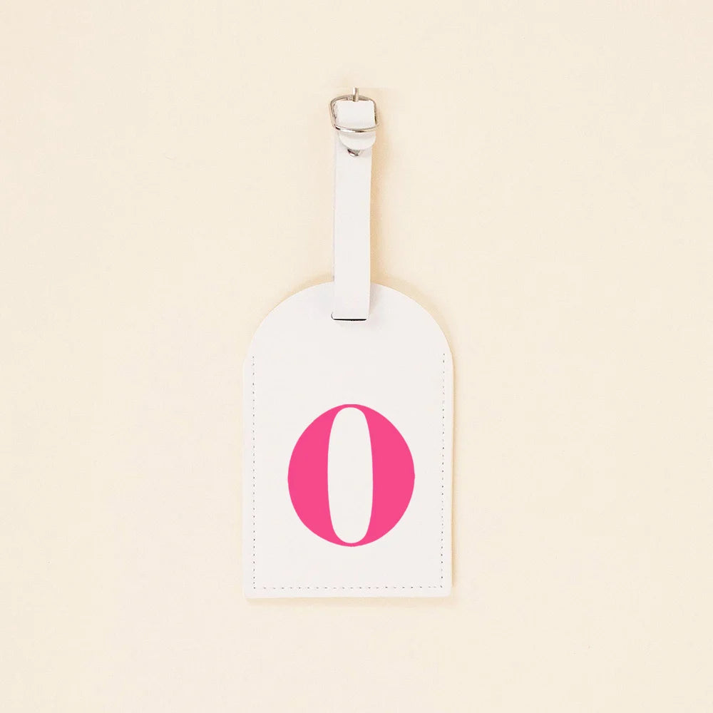 Rose Pink Initial Monogram Luggage Tag Bachelorette Party Favors Girls Trip Travel Gift PU Leather for Suitcase Baggage Handbag