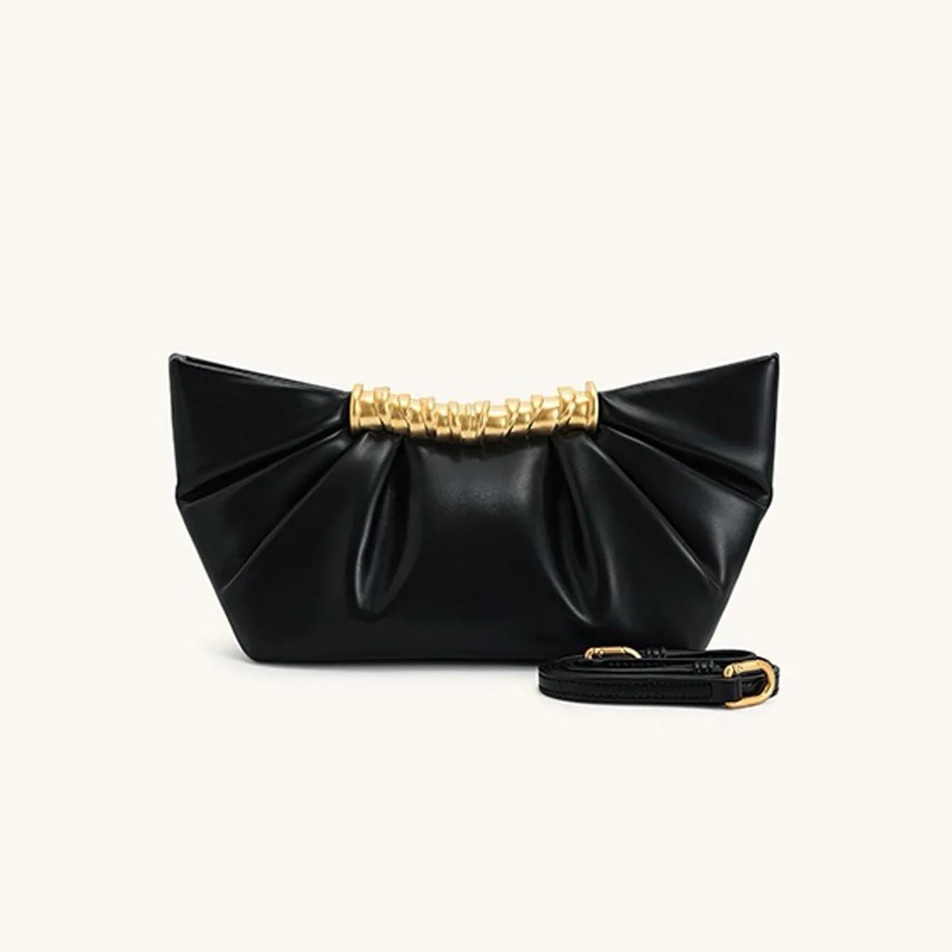 Luxury Golden Black Clutch Bag Cloud Bag Metal Folded Dumpling Bag High Quality Banquet Bag Single Shoulder Bag 2026 Fashion